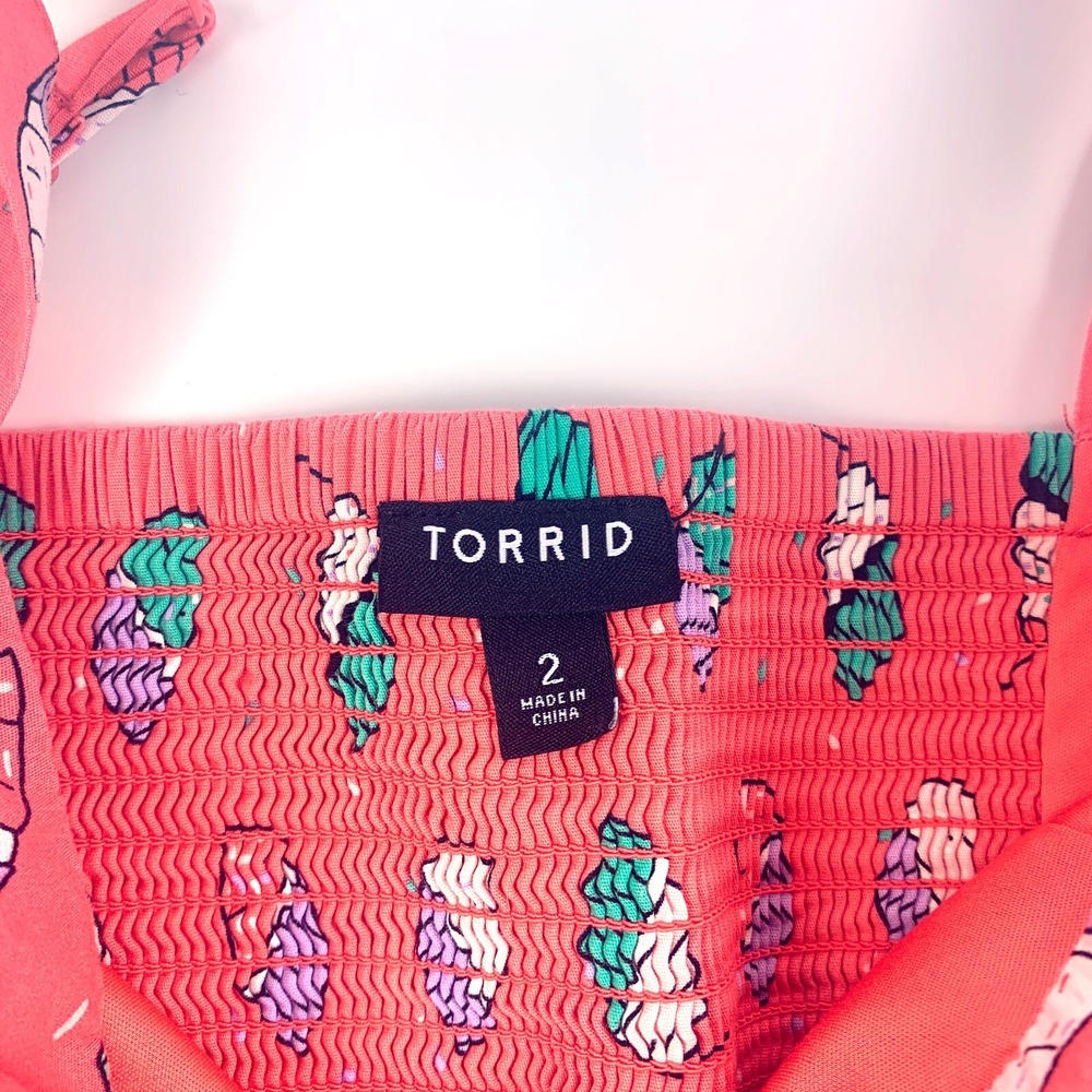 Torrid Fit N Flare Dress Pink Cupcake Sz 2 Poplin Sweetheart‎ Neck Shirred Midi - Picture 10 of 16